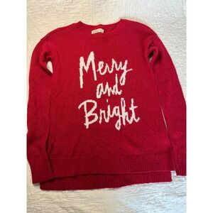 Hollister Merry and Bright Red Holiday Graphic Sweater XS